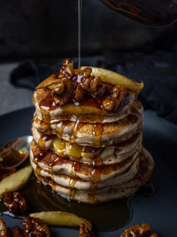 stack of vegan pancakes on a plate