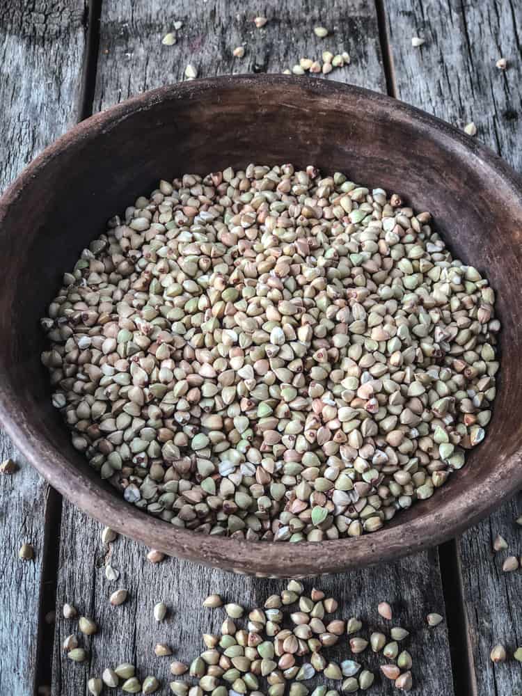 Bowlful of buckwheat groats for a Buddha bowl.