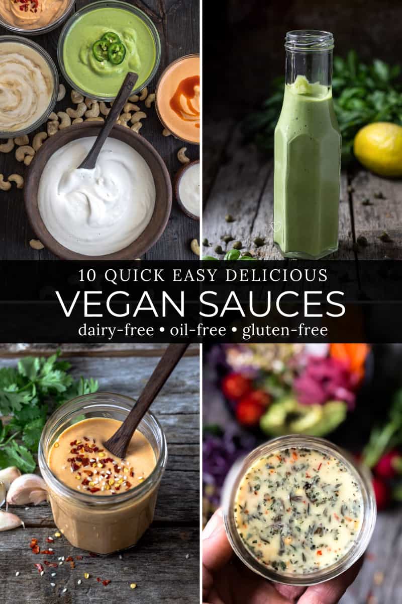 Vegan Sauce Recipes displayed on poster.
