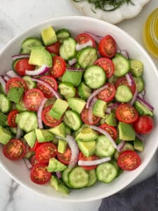 10 Minute Cucumber Tomato Avocado Salad - simplyceecee.co