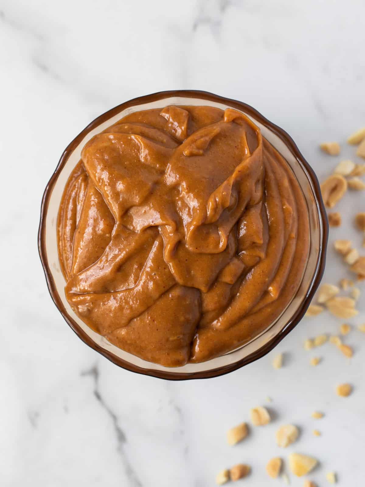 Bowlful of creamy hoisin peanut sauce.