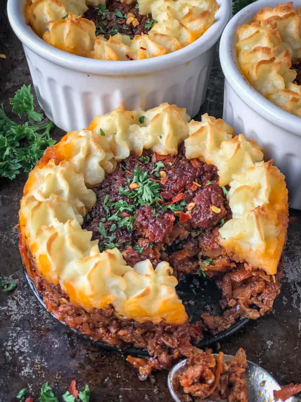 Irish Shepherd's Pie with Guiness and Piped Mashed Potatoes