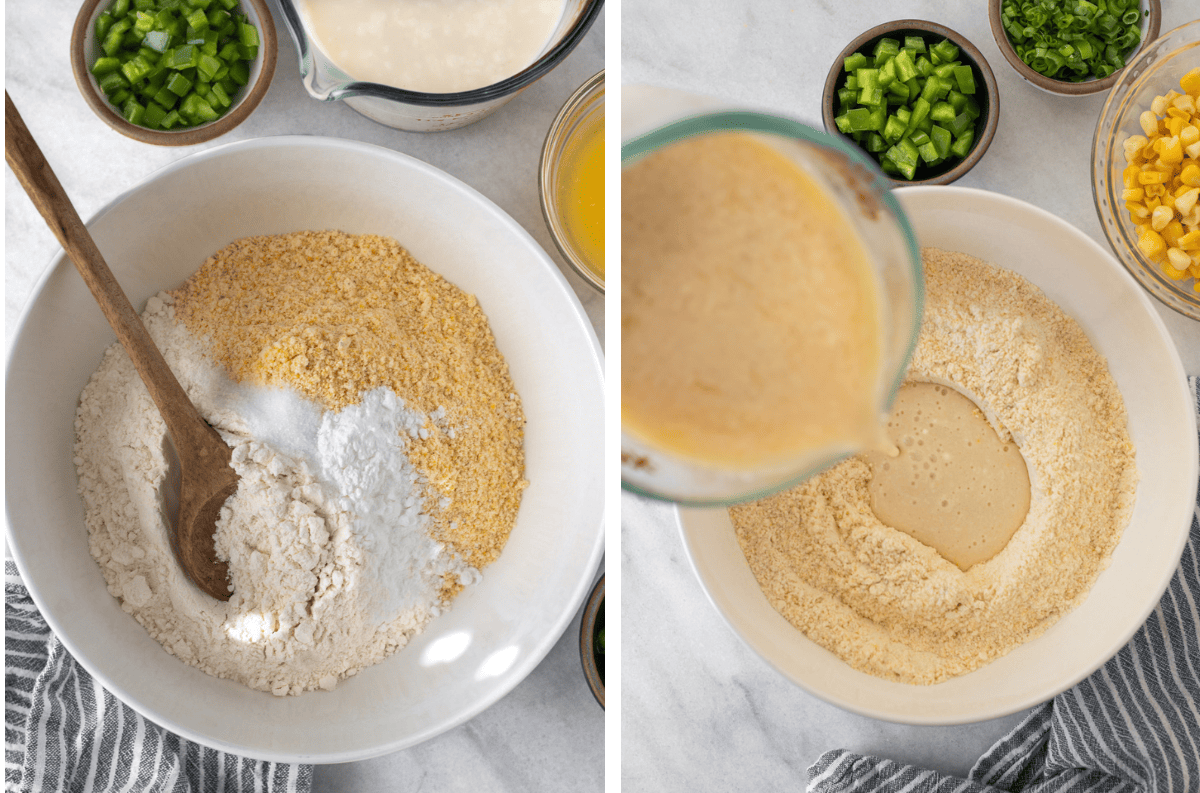 Bowl of cornbread dry ingredients.