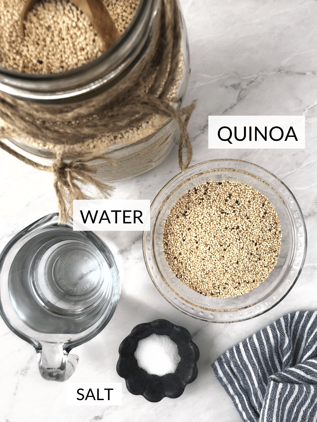 Ingredients for cooking quinoa.