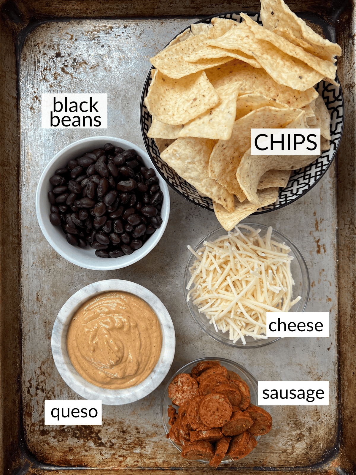 Ingredients to make vegan nachos.