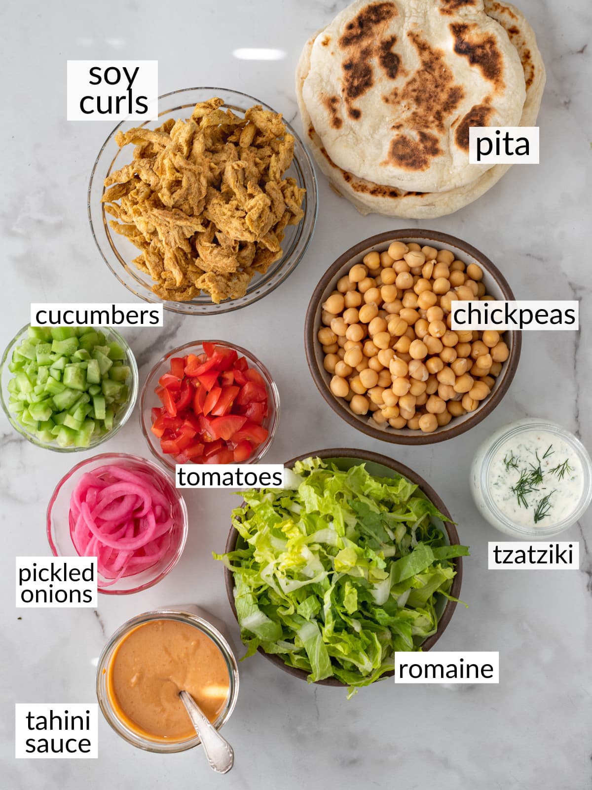 Vegan shawarma ingredients.