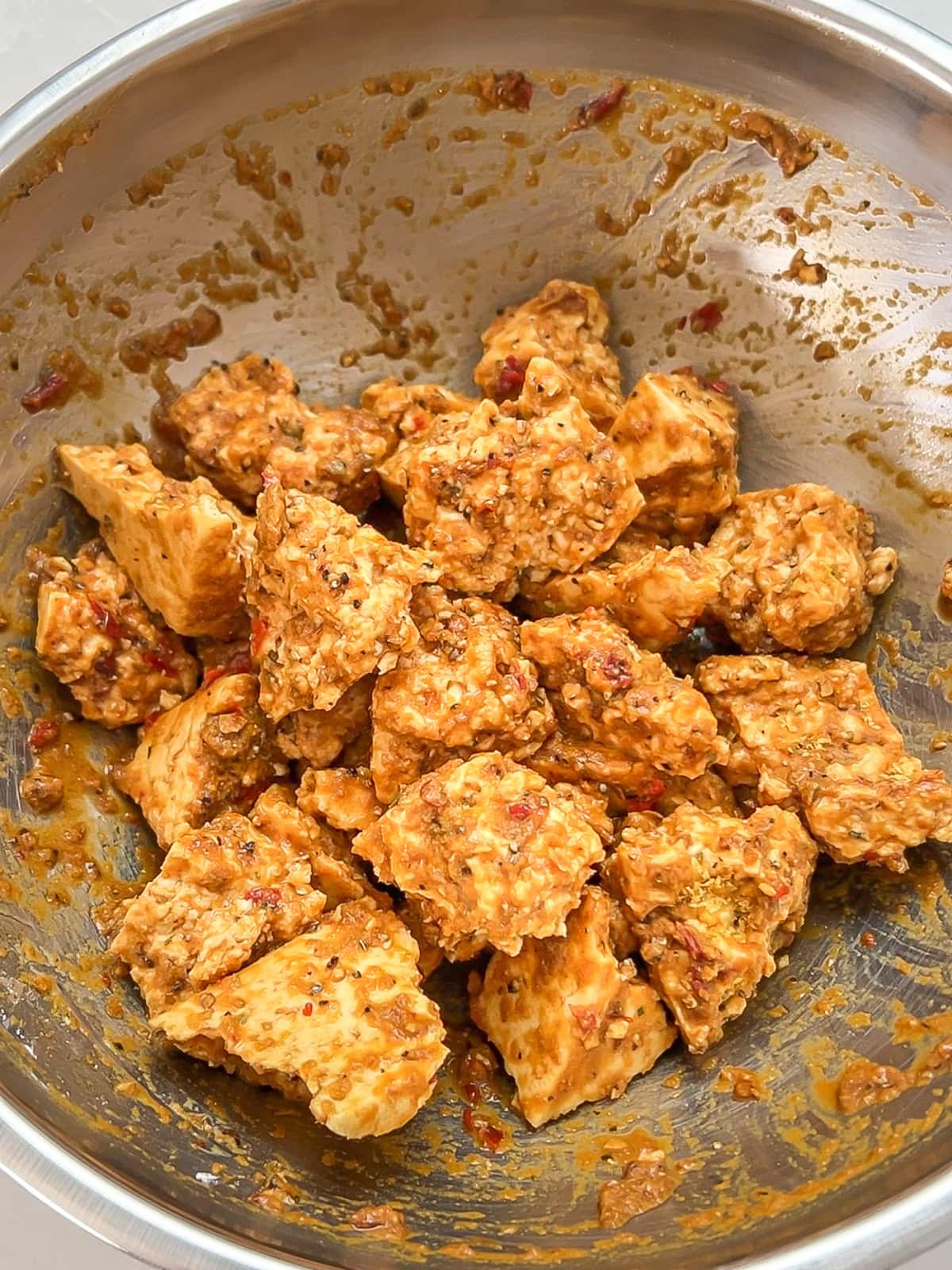 Tofu cubes tossed in Italian marinade.